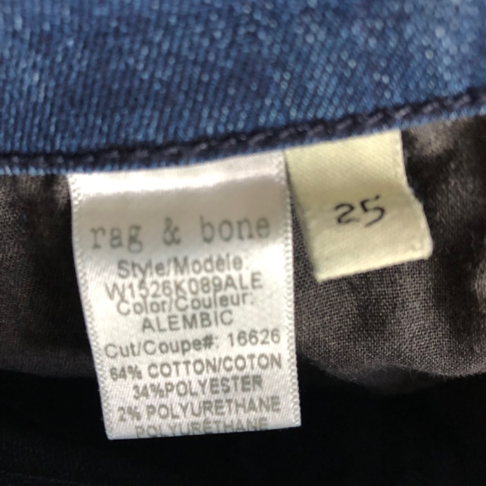 Rag & Bone Jeans Ankle Skinny Size 25 Blue Denim Raw Released Hem - Picture 12 of 15